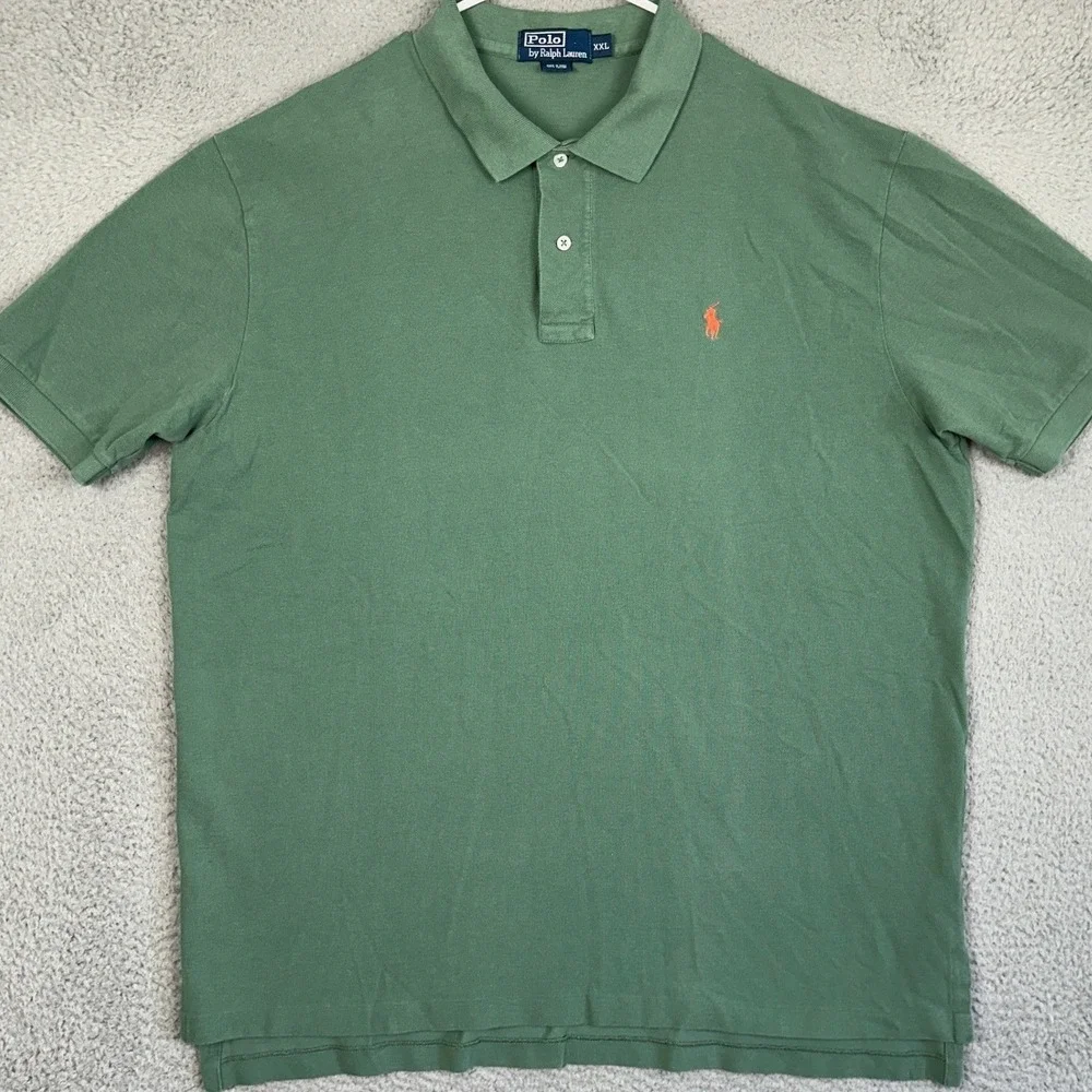 Polo Ralph Lauren Polo Shirt Mens 2XL Green Casual Rugby Short Sleeve Pony Logo